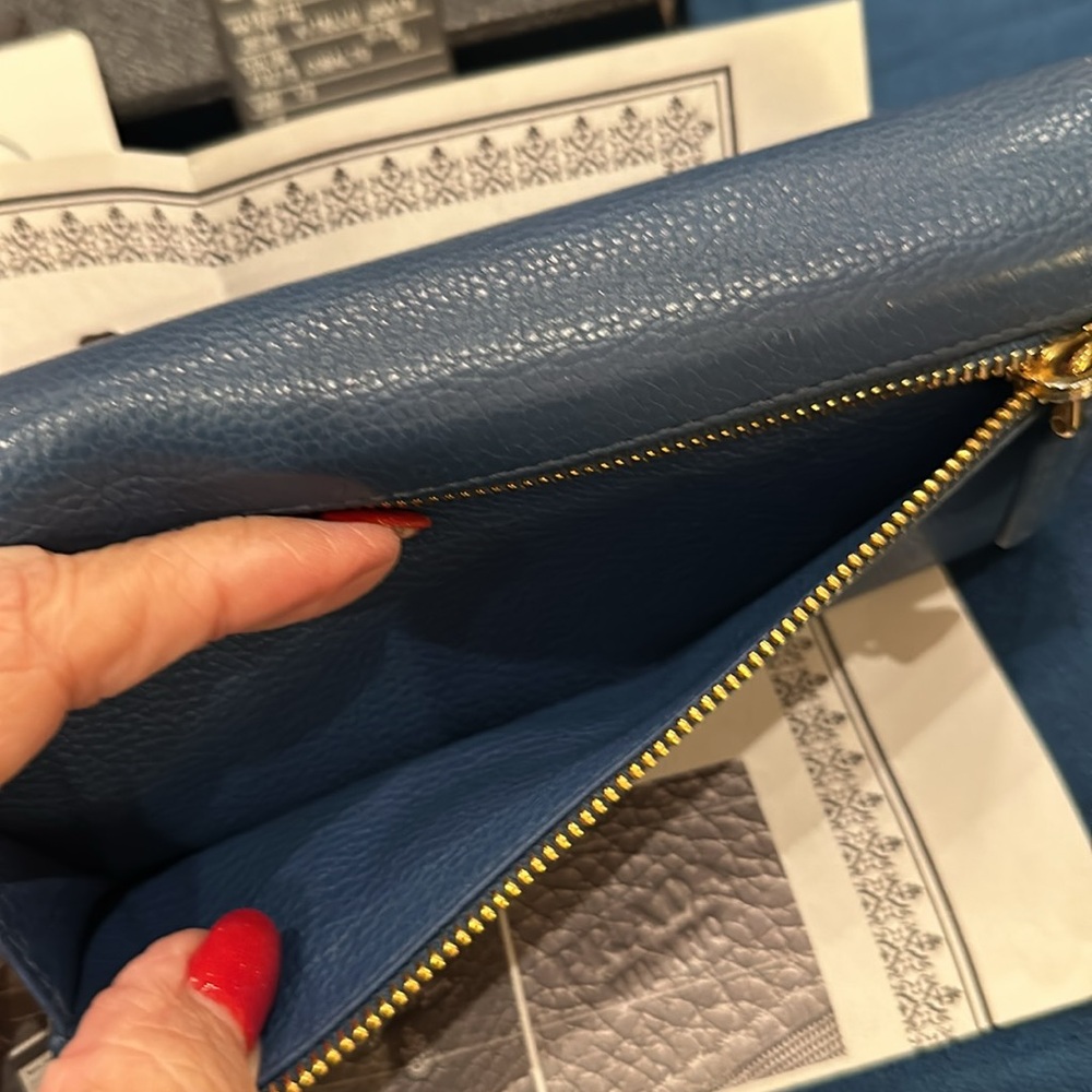 BEAUTIFUL COBALT BLUE PRADA VITELLO DOUBLE LONG WALLET W COA BOX AND CARDS INCL. - Picture 9 of 13